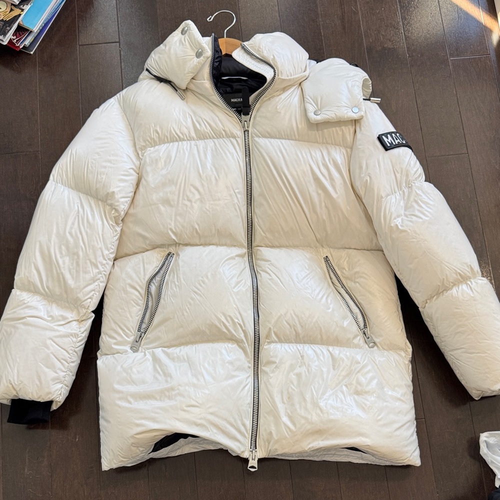 White Mackage Hooded Puffer Jacket